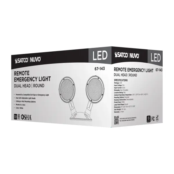 Remote Emergency Light - 1.5 Watt - Weatherproof Low Power Dual Head - White Finish - 3.6 Volt - Image 10