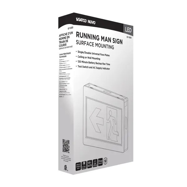 Running Man Green Exit Sign - 120-347V - 2HR backup - Single/Dual Face - Universal Mounting - Thermoplastic - Image 13