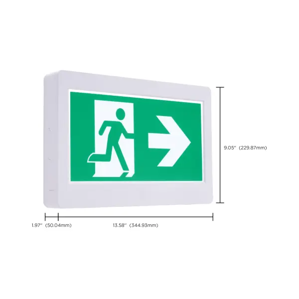 Running Man Green Exit Sign - 120-347V - 2HR backup - Single/Dual Face - Universal Mounting - Thermoplastic - Image 14