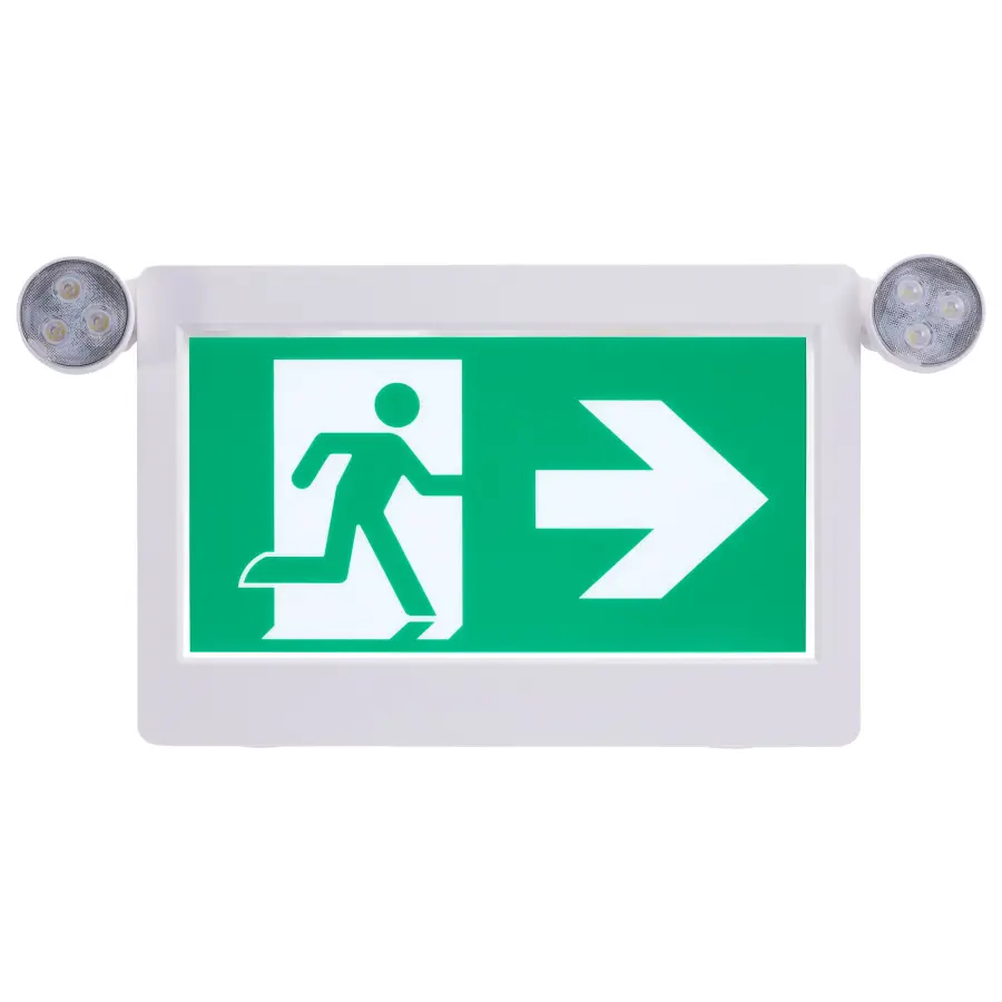 Running Man Green Combo Exit Sign/Emergency Light - 120-347V - 2HR backup - Single/Dual Face - Universal Mounting - Thermoplastic - Image 2