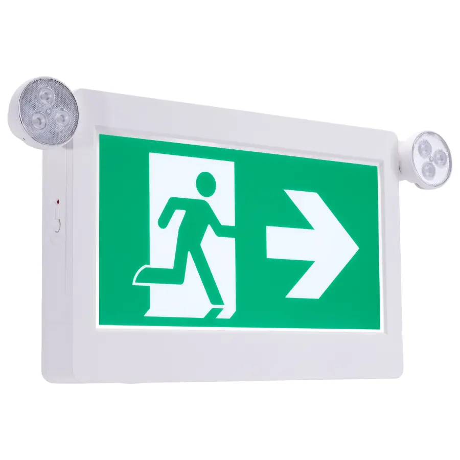 Running Man Green Combo Exit Sign/Emergency Light - 120-347V - 2HR backup - Single/Dual Face - Universal Mounting - Thermoplastic - High Output lamps - Image 1