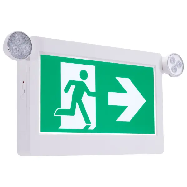 Keep your building safe and secure with the SATCO NUVO LED Running Man Signs and Emergency Light Combos. Choose single or dual-face installation and customize the interchangeable pictograms to fit your needs. Combo models offer two adjustable light heads to provide ample illumination in the event of an emergency for up to two hours with the integrated battery backup. Constructed with Thermoplastic, these signs offer a durable, low-maintenance solution.