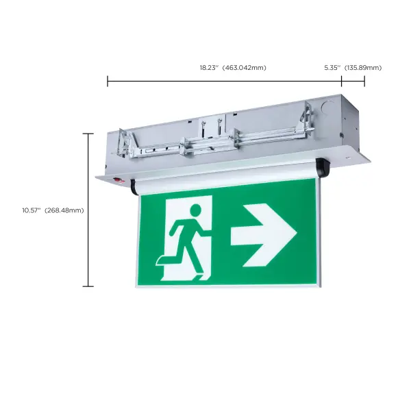 Running Man Green Edge Lit Exit Sign - 120-347V - 2HR backup - Single/Dual Face - Universal Surface or Recessed Mounting - Pivoting Panel - Image 13