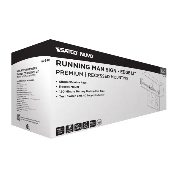 Running Man Green Edge Lit Exit Sign - 120-347V - 2HR backup - Single/Dual Face - Premium Flush Recessed Mounting - Image 12
