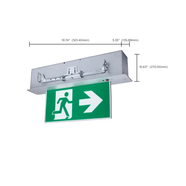 Running Man Green Combo Edge Lit Exit Sign/Emergency Light - 120-347V - 2HR backup - Single/Dual Face - Premium Flush Recessed Mounting - Image 13