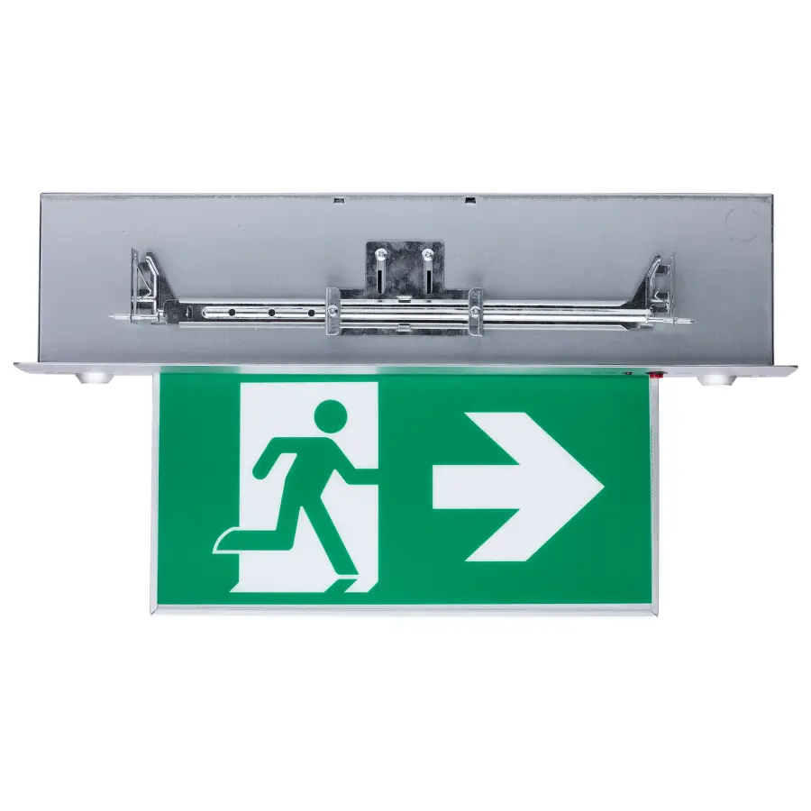 Running Man Green Combo Edge Lit Exit Sign/Emergency Light - 120-347V - 2HR backup - Single/Dual Face - Premium Flush Recessed Mounting - High Output lamps - Image 2