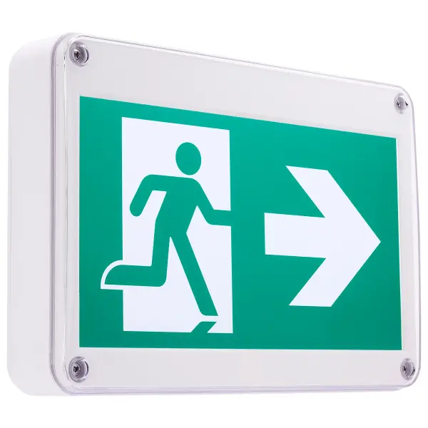 Keep your building safe and secure with the SATCO NUVO LED Running Man Signs and Emergency Light Combos. Choose single or dual-face installation and customize with the interchangeable pictograms to fit your needs. Combo models offer two adjustable light heads to provide ample illumination in the event of an emergency for up to two hours with the integrated battery backup. Designed for use in wet locations, select models are also rated for use in low temperature applications such as cold storage or refrigerated units.