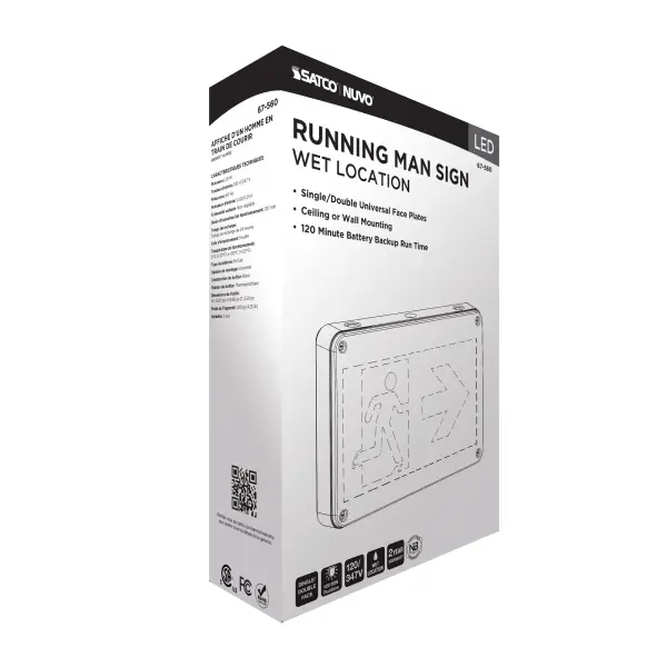 Running Man Green Exit Sign - 120/347V - 2HR backup - Single/Dual Face - Universal Mounting - Wet Location - Image 13