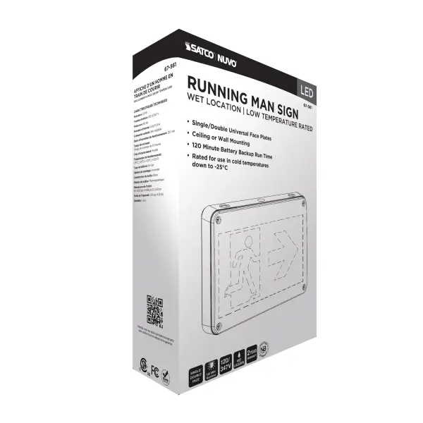 Running Man Green Exit Sign - 120/347V - 2HR backup - Single/Dual Face - Universal Mounting - Wet Location - Low Temperature - Image 13