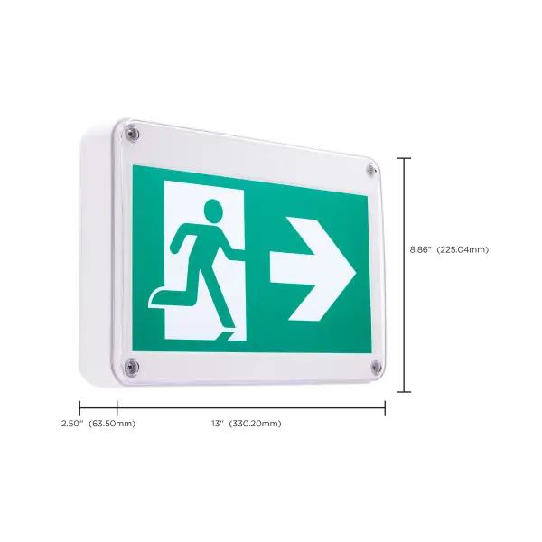 Running Man Green Exit Sign - 120/347V - 2HR backup - Single/Dual Face - Universal Mounting - Wet Location - Low Temperature - Image 14