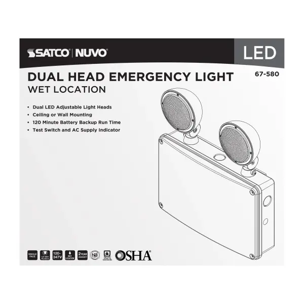 Emergency Light - 120-347V - 2HR Backup - Universal Mounting - Wet Location - Image 3