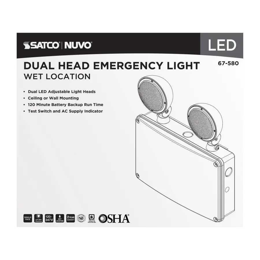 Emergency Light - 120-347V - 2HR Backup - Universal Mounting - Wet Location - Image 3