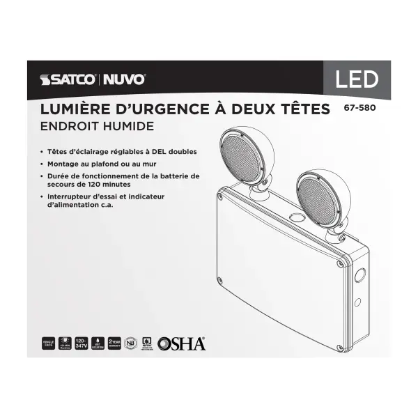 Emergency Light - 120-347V - 2HR Backup - Universal Mounting - Wet Location - Image 4