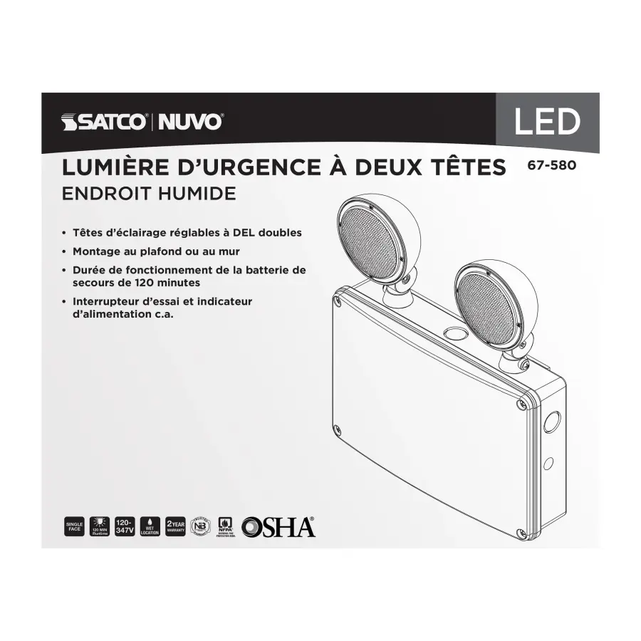 Emergency Light - 120-347V - 2HR Backup - Universal Mounting - Wet Location - Image 4