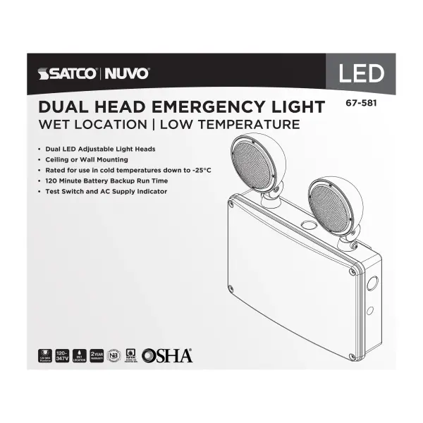 Emergency Light - 120-347V - 2HR Backup - Universal Mounting - Wet Location - Low Temperature - Image 3