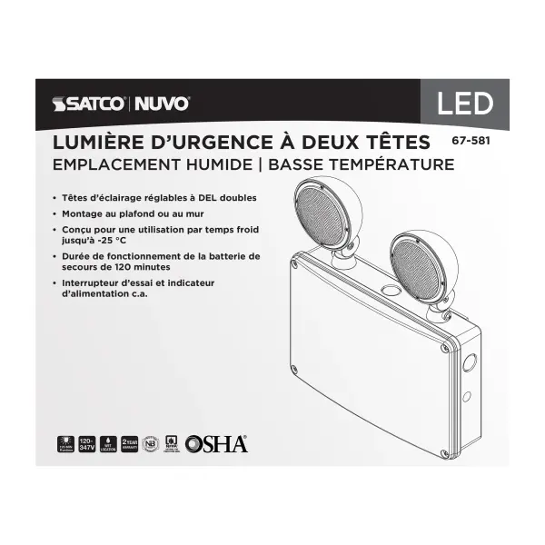 Emergency Light - 120-347V - 2HR Backup - Universal Mounting - Wet Location - Low Temperature - Image 4