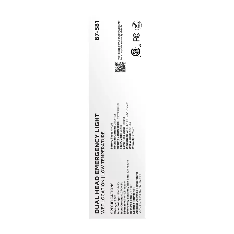 Emergency Light - 120-347V - 2HR Backup - Universal Mounting - Wet Location - Low Temperature - Image 6