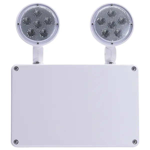 Keep your building safe and secure with SATCO NUVO LED Emergency Lights. Two adjustable light heads provide ample illumination in the event of an emergency for up to two hours with the integrated battery backup. All models are wet location rated for use indoors or outdoors. Models include low temperature operation and remote capable options which can be paired with additional remote heads for more comprehensive coverage. - alternate view