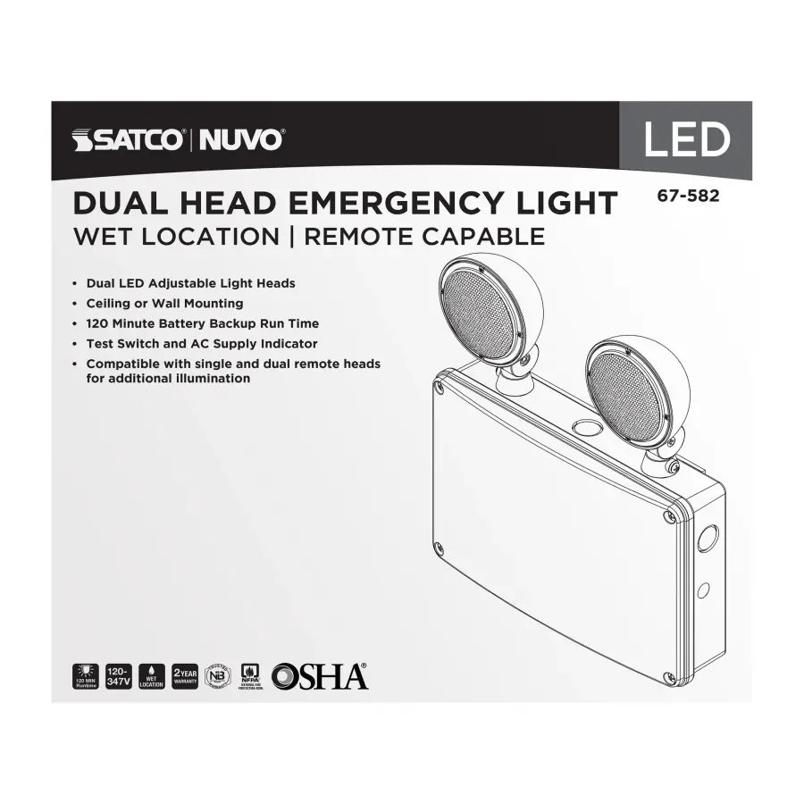 Emergency Light - 120-347V - 2HR Backup - Universal Mounting - Wet Location - Remote Compatible - Image 3