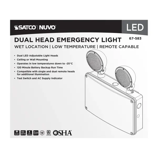 Emergency Light - 120-347V - 2HR Backup - Universal Mounting - Wet Location - Low Temperature - Remote Compatible - Image 3