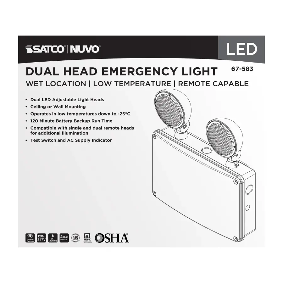 Emergency Light - 120-347V - 2HR Backup - Universal Mounting - Wet Location - Low Temperature - Remote Compatible - Image 3
