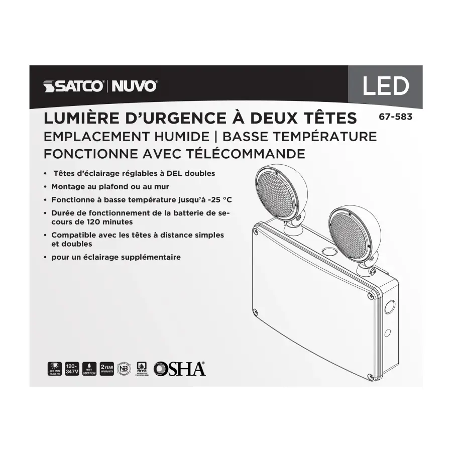 Emergency Light - 120-347V - 2HR Backup - Universal Mounting - Wet Location - Low Temperature - Remote Compatible - Image 4