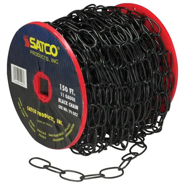 11 Ga. Chain - Black Finish - 50 yd. (150 ft.) to Reel - 1 Reel To Master 15lbs Max