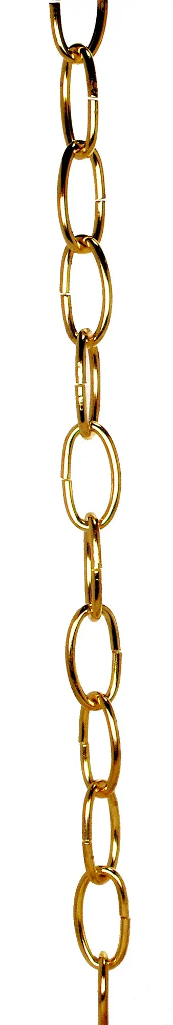 8 Ga. Chain - Brass Finish - 1 yd. Len - 11/2 in. - Link Len - 7/8 in. - Link Wid - 1/8 in. - Thick - 100 yd./Ctn - 35lbs Max