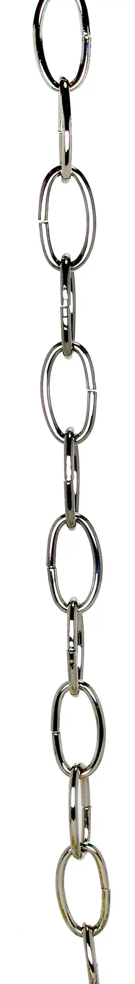 8 Ga. Chain - Nickel Finish - 1 yd. Len - 11/2 in. - Link Len - 7/8 in. - Link Wid - 1/8 in. - Thick - 100 yd./Ctn - 35lbs Max