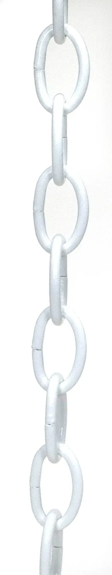 4 Ga. Chain - White Finish - 1 yd. Len - 13/4 in. - Link Len - 11/8 in. - Link Wid - 1/4 in. - Thick - 50 yd./Ctn - 50lbs Max