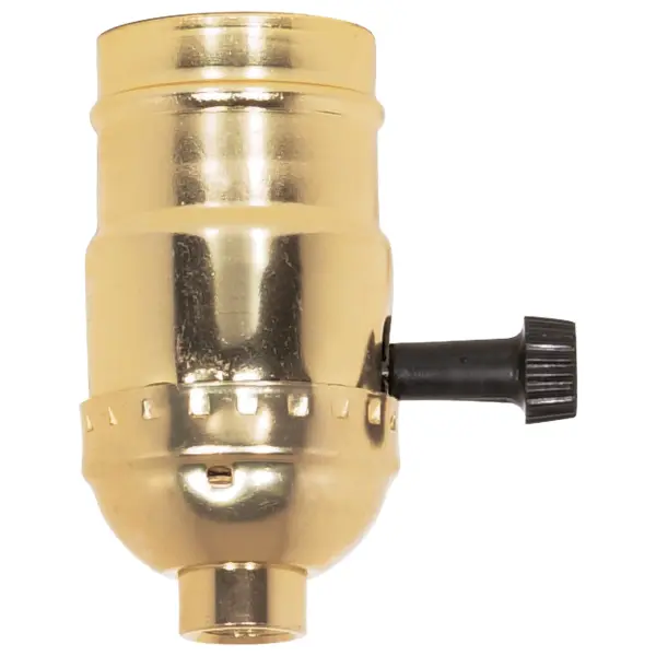 3-Way (2 Circuit) Turn Knob Socket With Removable Knob - 1/8 IPS - Aluminum - Brite Gilt Finish - 250W - 250V - 500 Master