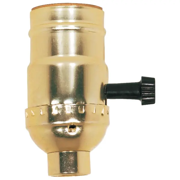 3-Way (2 Circuit) Turn Knob Socket With Removable Knob - 1/4 IPS - Aluminum - Brite Gilt Finish - 250W - 250V