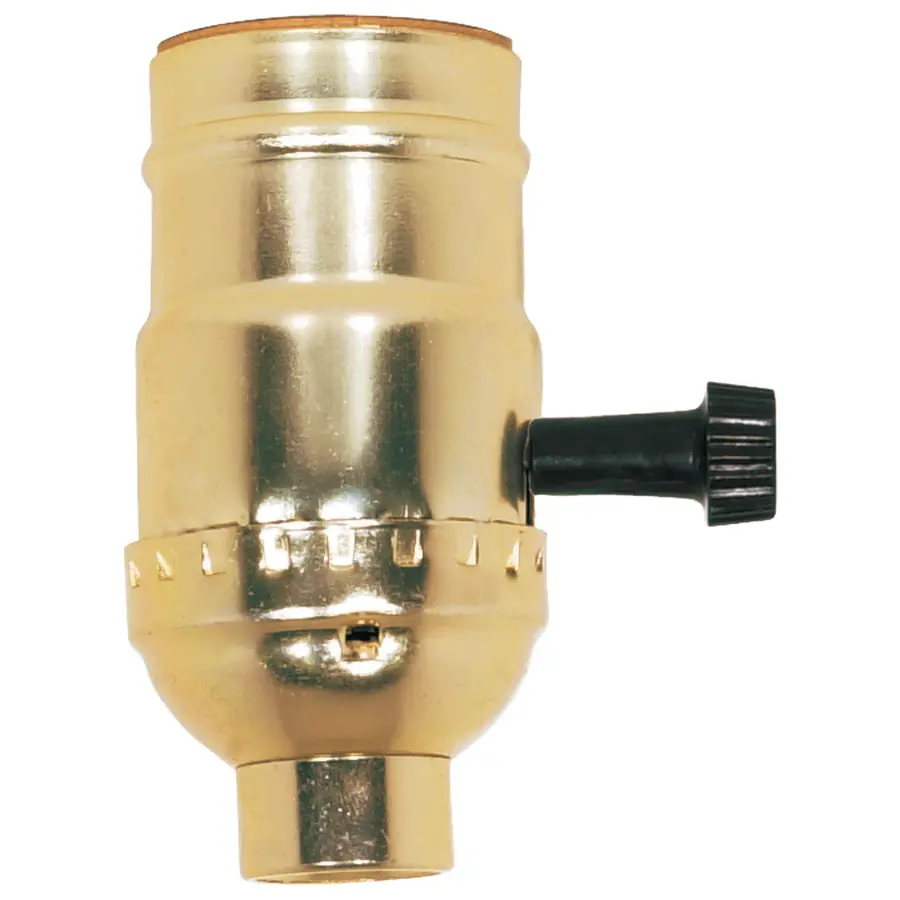 3-Way (2 Circuit) Turn Knob Socket With Removable Knob - 1/4 IPS - Aluminum - Brite Gilt Finish - 250W - 250V