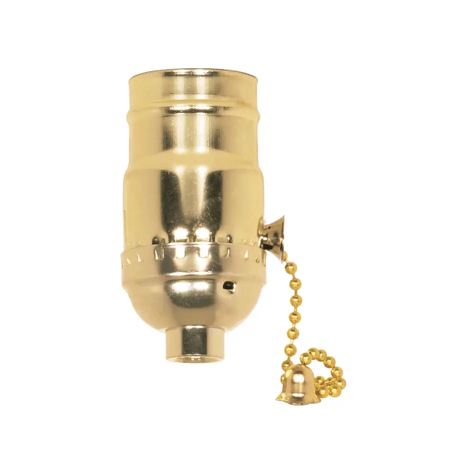 On-Off Pull Chain Socket - 1/8 IPS - Aluminum - Brite Gilt Finish - 660W - 250V - 500 Master