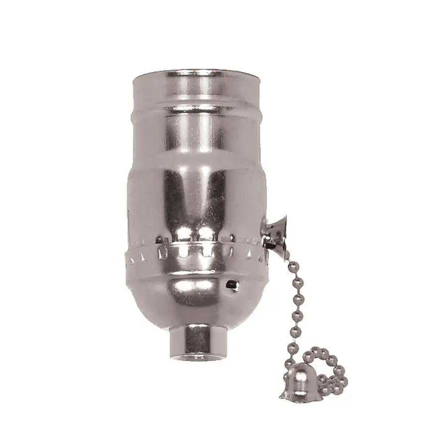 On-Off Pull Chain Socket - 1/8 IPS - Aluminum - Nickel Finish - 660W - 250V