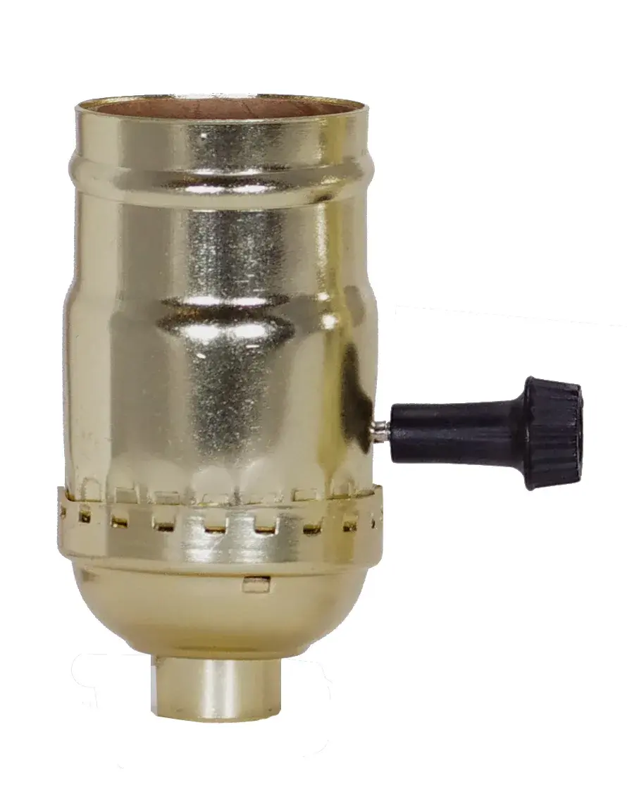 3 Terminal (2 Circuit) Turn Knob Socket With Removable Knobs - 1/8 IPS - Aluminum - Brite Gilt Finish - 250W - 250V - 500 Master