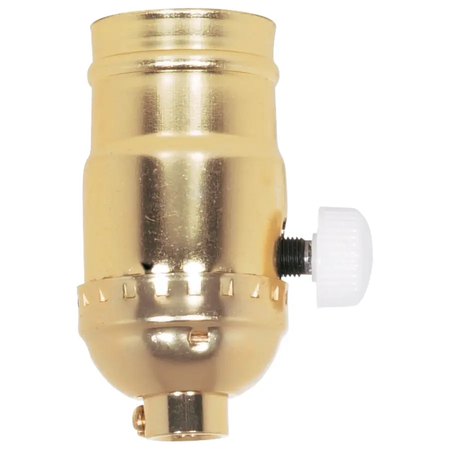 150W Full Range Turn Knob Dimmer Socket - 1/8 IPS - Aluminum - Brite Gilt Finish - 120V