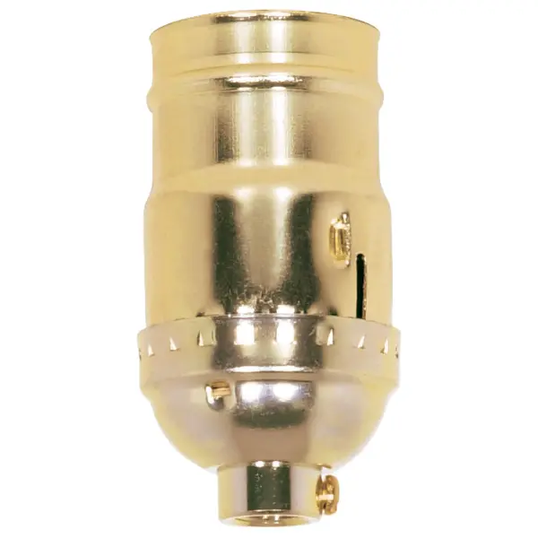 3-Way (2 Circuit) Keyless Socket - 1/8 IPS - Aluminum - Brite Gilt Finish - 660W - 250V - 500 Master