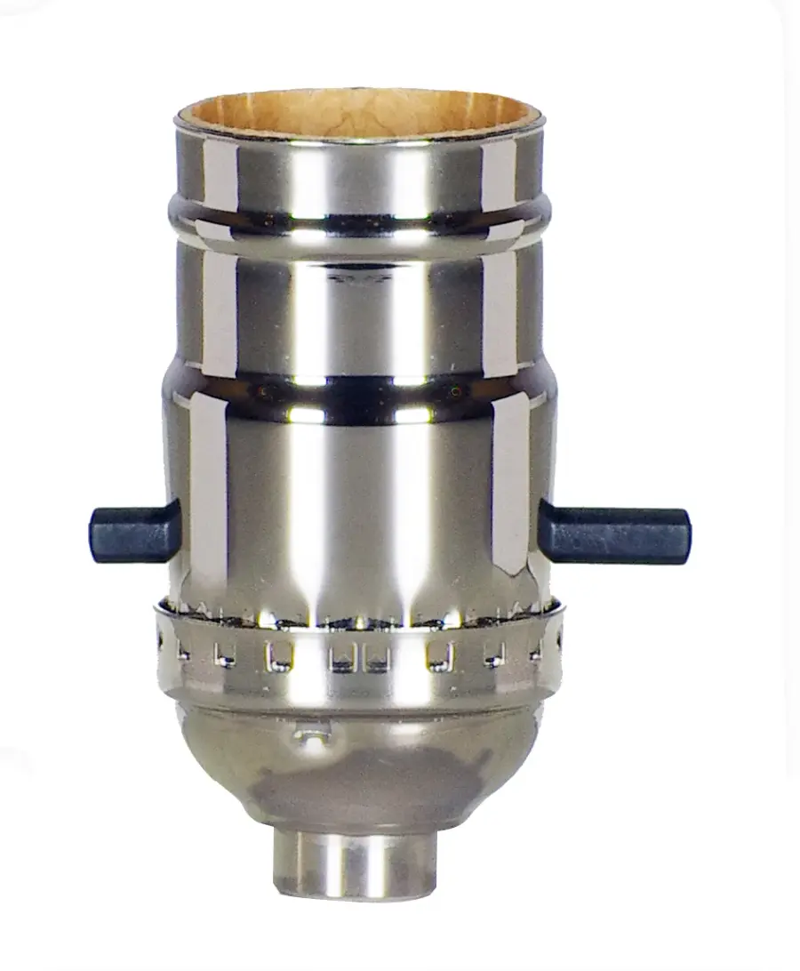 On-Off Push Thru Socket - 1/8 IPS - 3 Piece Stamped Solid Brass - Polished Nickel Finish - 660W - 250V