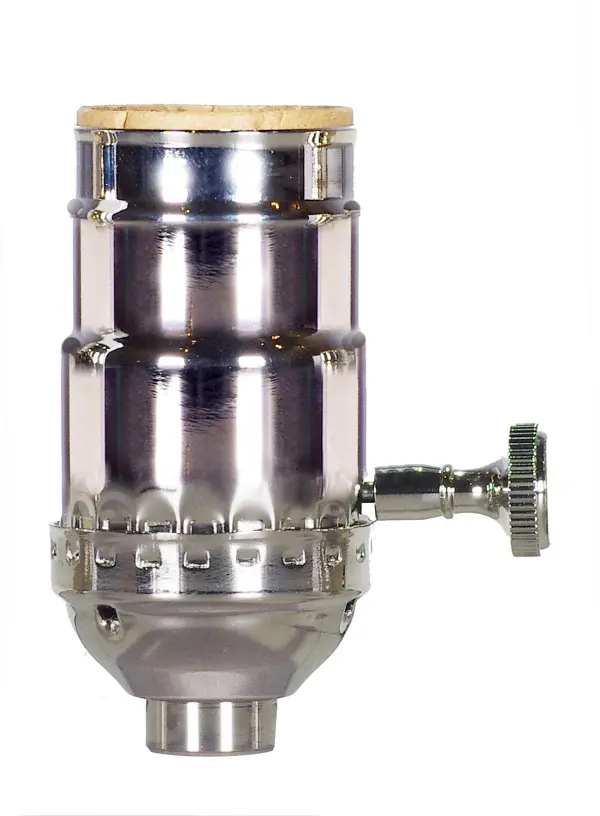 3-Way (2 Circuit) Turn Knob Socket With Removable Knob - 1/8 IPS - 3 Piece Stamped Solid Brass - Polished Nickel Finish - 250W - 250V