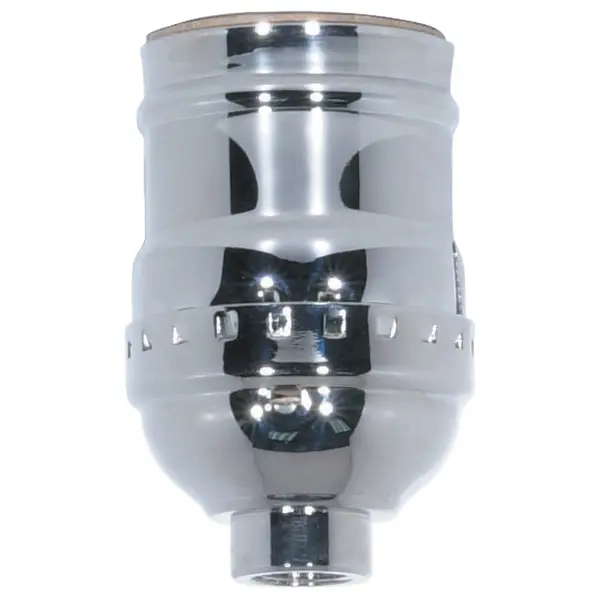 Short Keyless Socket - 1/8 IPS - 3 Piece Stamped Solid Brass - Polished Nickel Finish - 660W - 250V