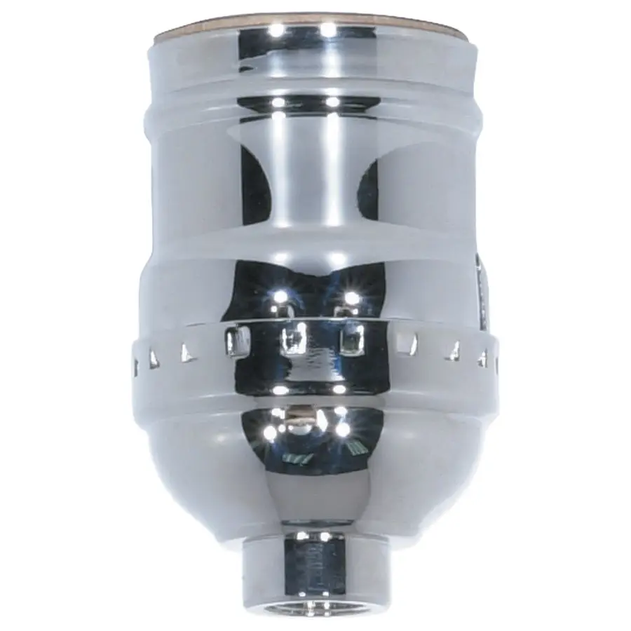 Short Keyless Socket - 1/8 IPS - 3 Piece Stamped Solid Brass - Polished Nickel Finish - 660W - 250V