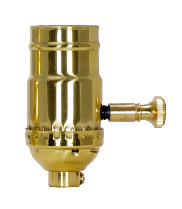 150W Full Range Turn Knob Dimmer Socket - 1/8 IPS - 3 Piece Stamped Solid Brass - Polished Brass Finish - 120V