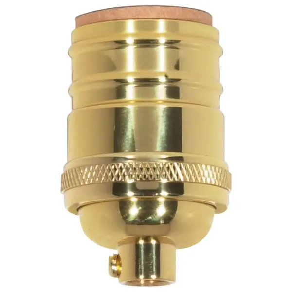 Short Keyless Socket - 1/8 IPS - 4 Piece Stamped Solid Brass - Polished Brass Finish - 660W - 250V