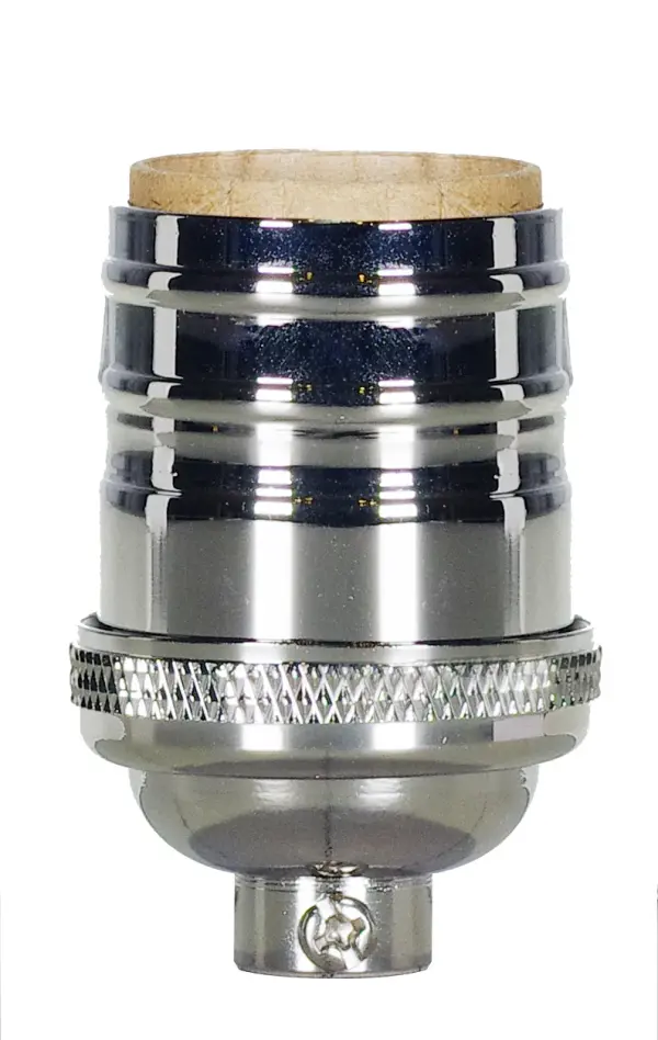Short Keyless Socket - 1/8 IPS - 4 Piece Stamped Solid Brass - Polished Nickel Finish - 660W - 250V