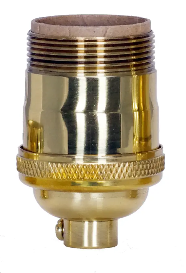Short Keyless Socket - 1/8 IPS - 4 Piece Stamped Solid Brass - Polished Brass Finish - 660W - 250V - Uno Thread