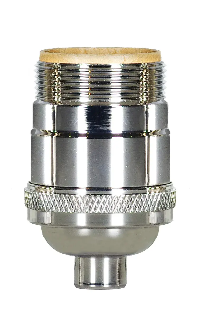 Short Keyless Socket - 1/8 IPS - 4 Piece Stamped Solid Brass - Polished Nickel Finish - 660W - 250V - Uno Thread