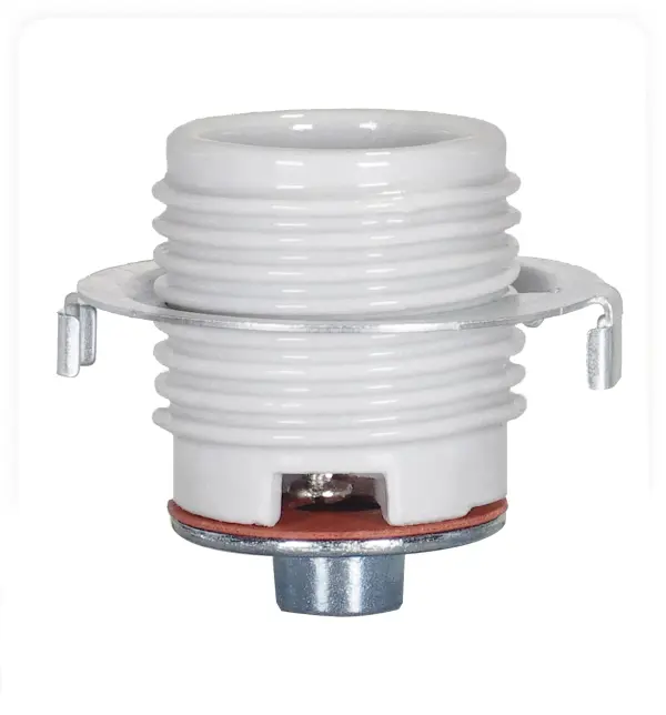 Keyless Threaded Porcelain Socket With Cap And Ring - 1/8 IPS - CSSNP Screw Shell - Glazed - 660W - 250V - 200 Bulk Master