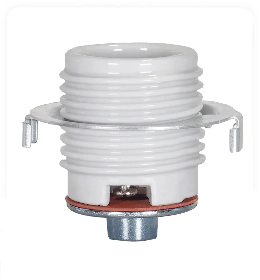Keyless Threaded Porcelain Socket With Cap And Ring - 1/8 IPS - CSSNP Screw Shell - Glazed - 660W - 250V - 200 Bulk Master