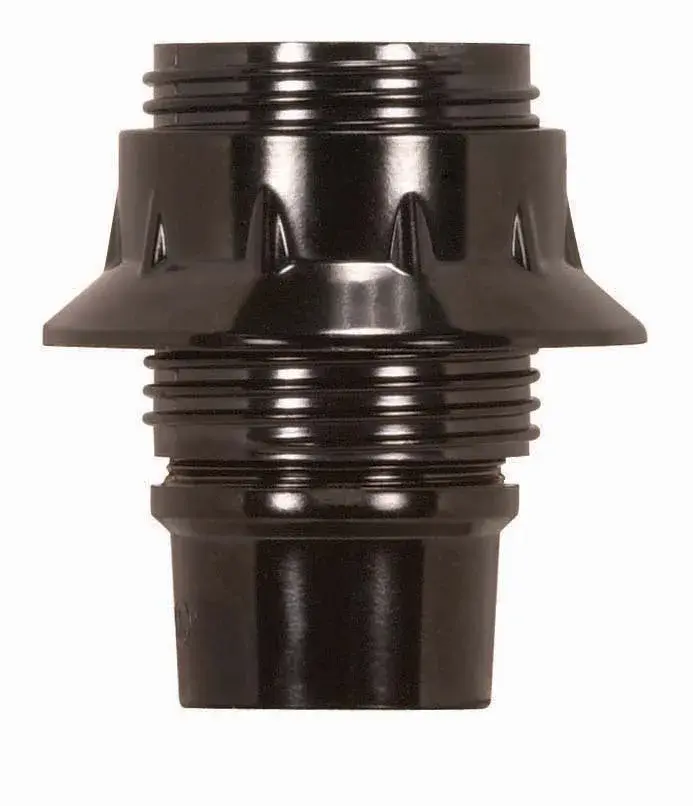 Candelabra European Style Socket - Brown Phenolic - 4 Piece - Full Uno Thread and Ring - 1/8 IP Screw Terminals - 75W - 125V